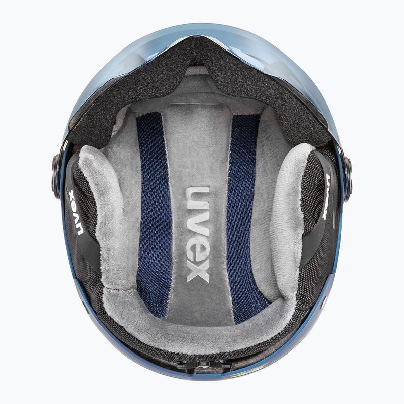 Детска ски каска UVEX Rocket Visor Jr blue matt/mirror blue/smoke 4