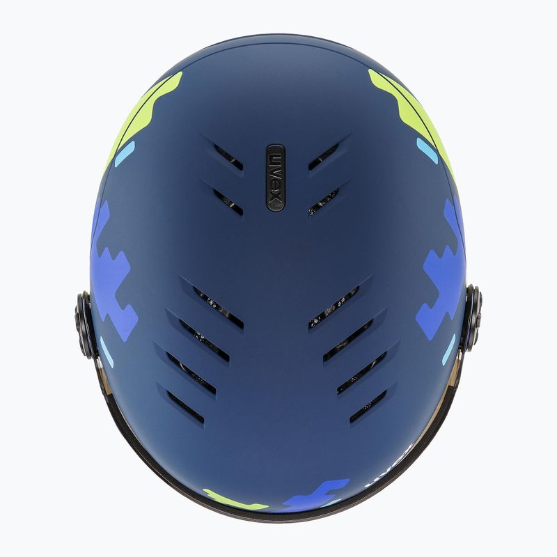 Детска ски каска UVEX Rocket Visor Jr blue matt/mirror blue/smoke 5