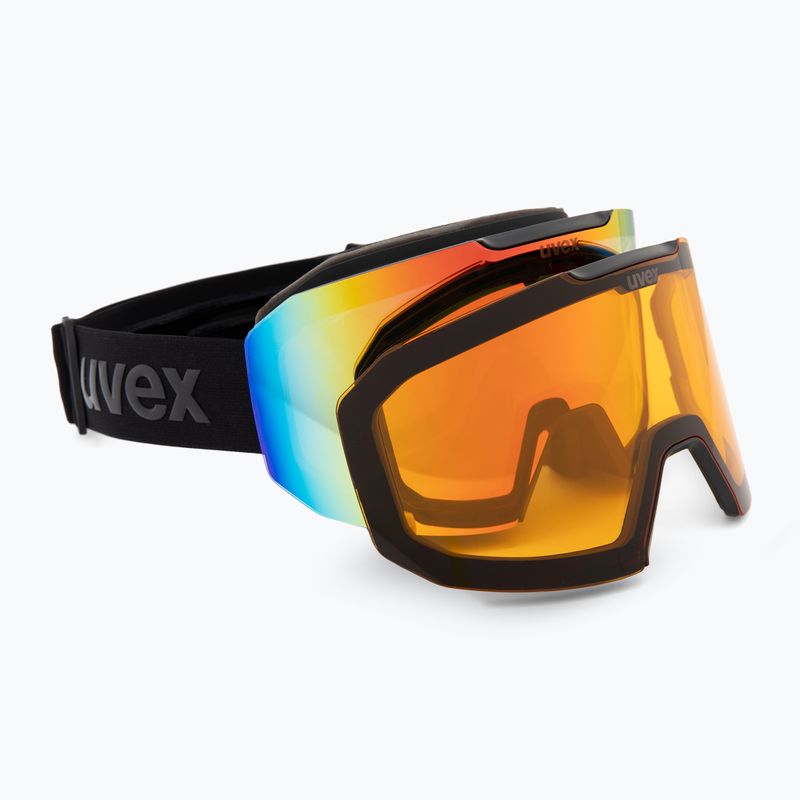 Предпазни ски очила UVEX Evidnt Attract V + case black matt/mirror rainbow clear