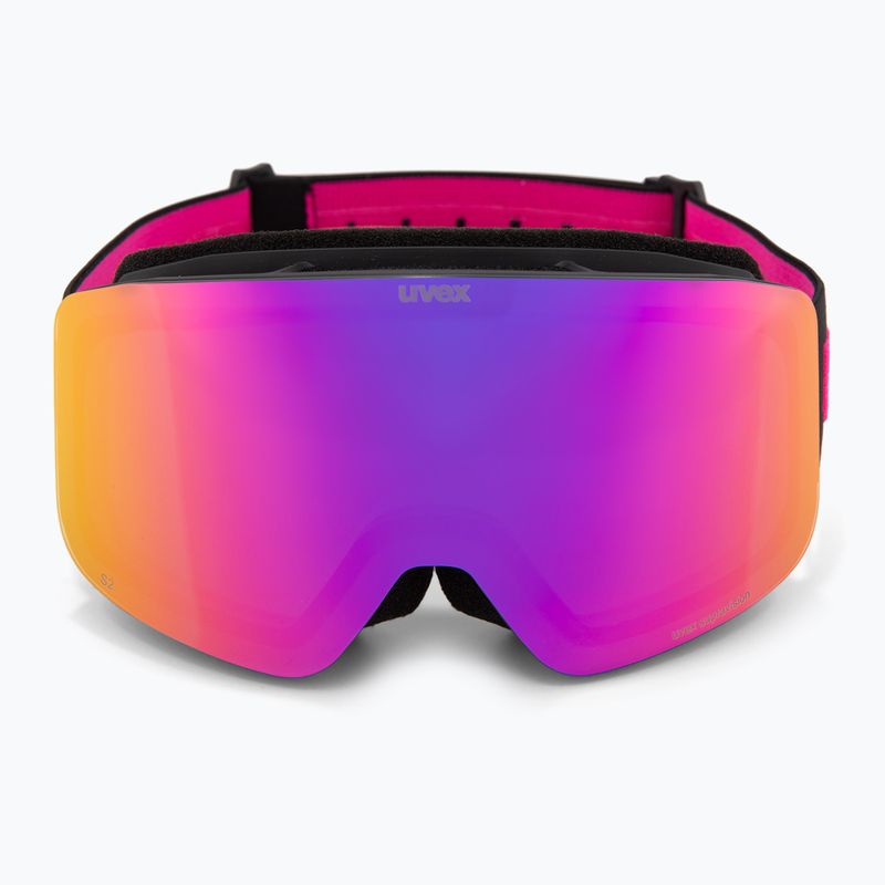 Детски предпазни ски очила UVEX Pwdr FM black matt/mirror pink green clear 2