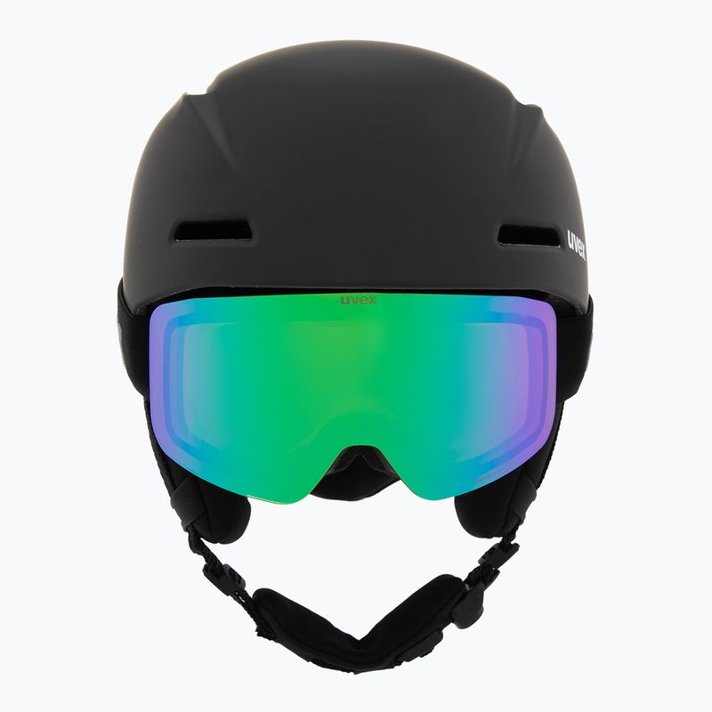 Детска скиорска каска UVEX Viti Set + Speedy Pro black matt/mirror green/yellow/clear goggles 2