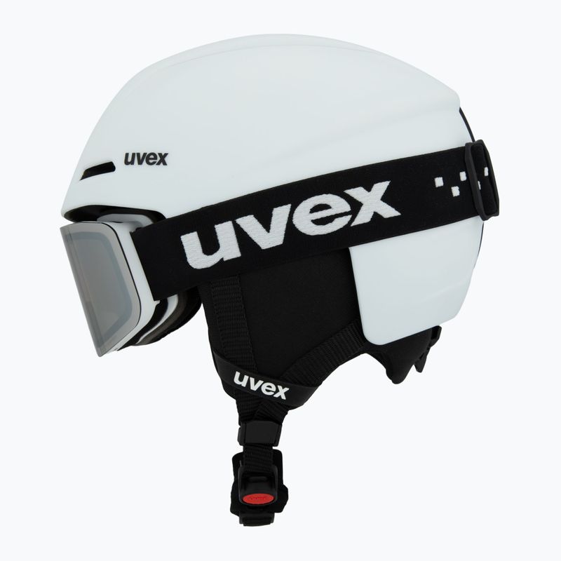 Детска скиорска каска UVEX Viti Set + очила Speedy Pro white matt/mirror silver/green/clear 3