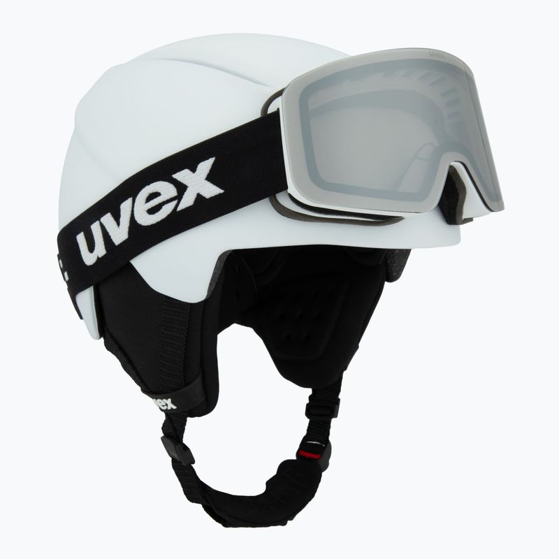 Детска скиорска каска UVEX Viti Set + очила Speedy Pro white matt/mirror silver/green/clear 9