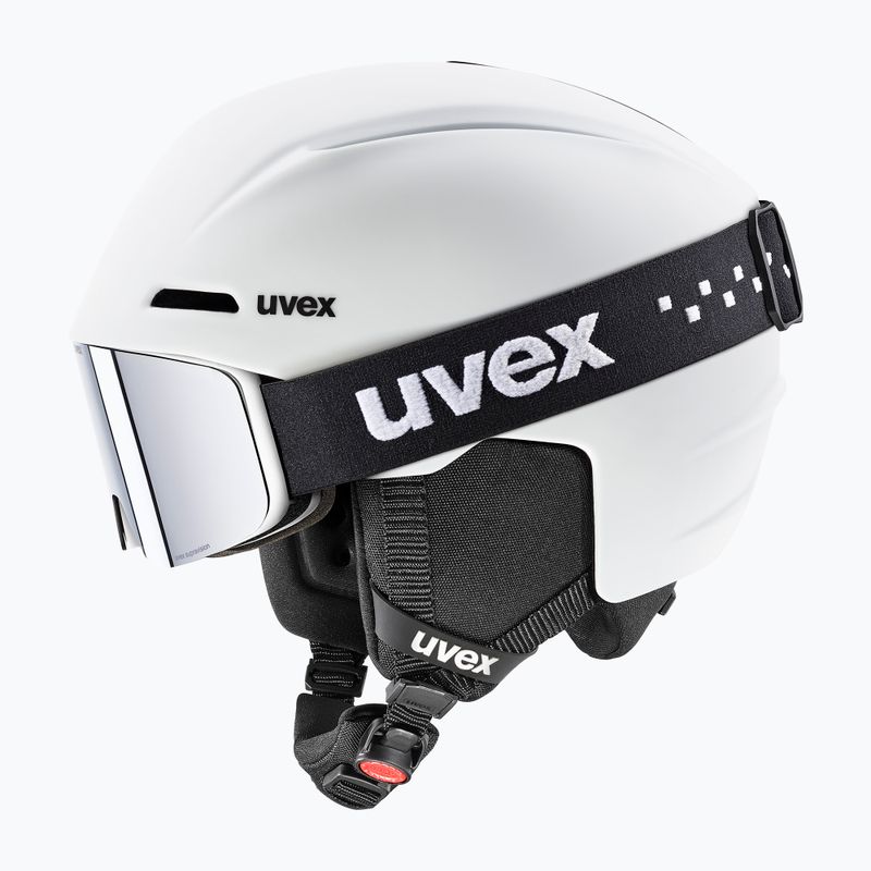 Детска скиорска каска UVEX Viti Set + очила Speedy Pro white matt/mirror silver/green/clear 10