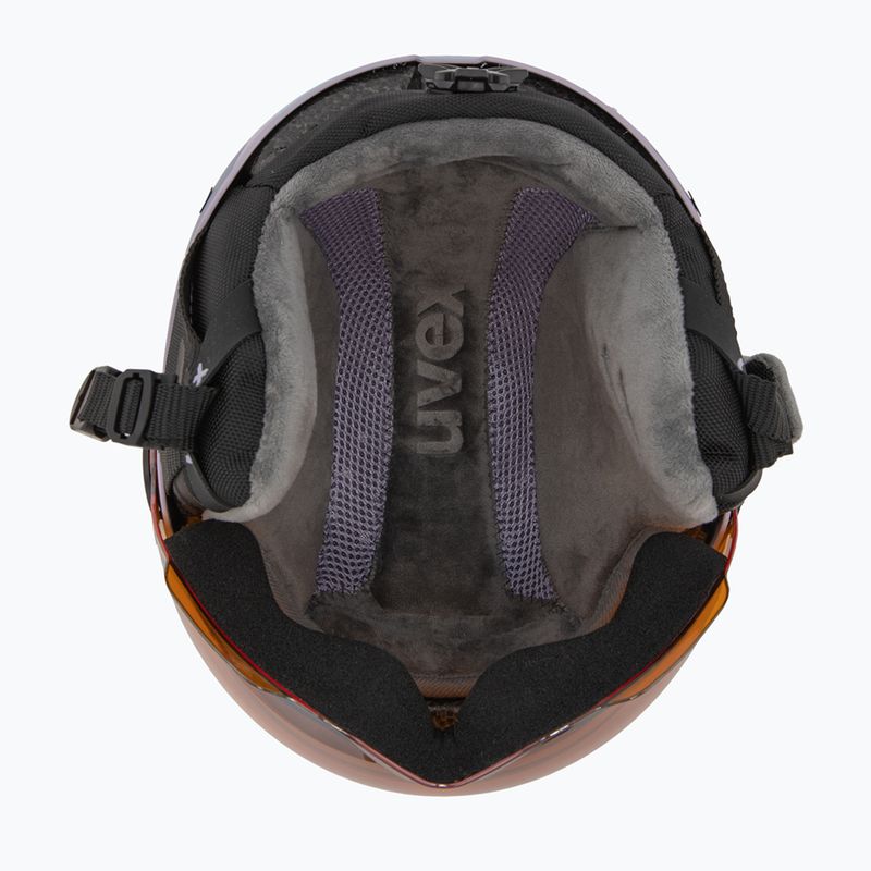 Детска скиорска каска UVEX Rocket Visor Jr cool lavender abstract matt/mirrorsilver/lasergold 5