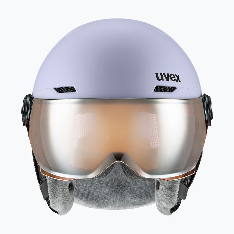 Детска скиорска каска UVEX Rocket Visor Jr cool lavender abstract matt/mirrorsilver/lasergold 2