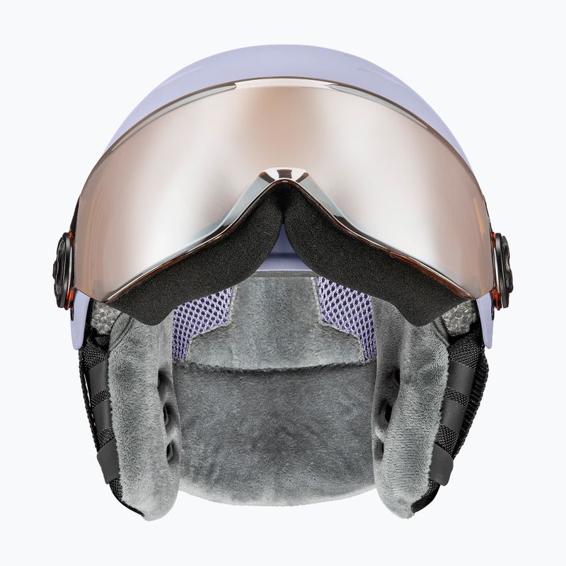 Детска скиорска каска UVEX Rocket Visor Jr cool lavender abstract matt/mirrorsilver/lasergold 3