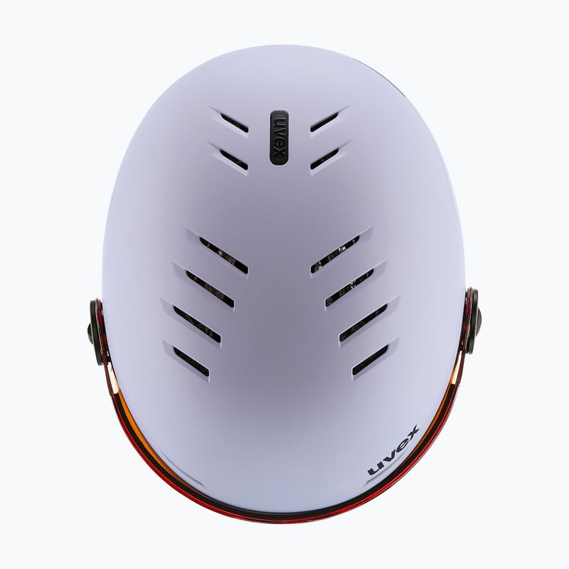 Детска скиорска каска UVEX Rocket Visor Jr cool lavender abstract matt/mirrorsilver/lasergold 5