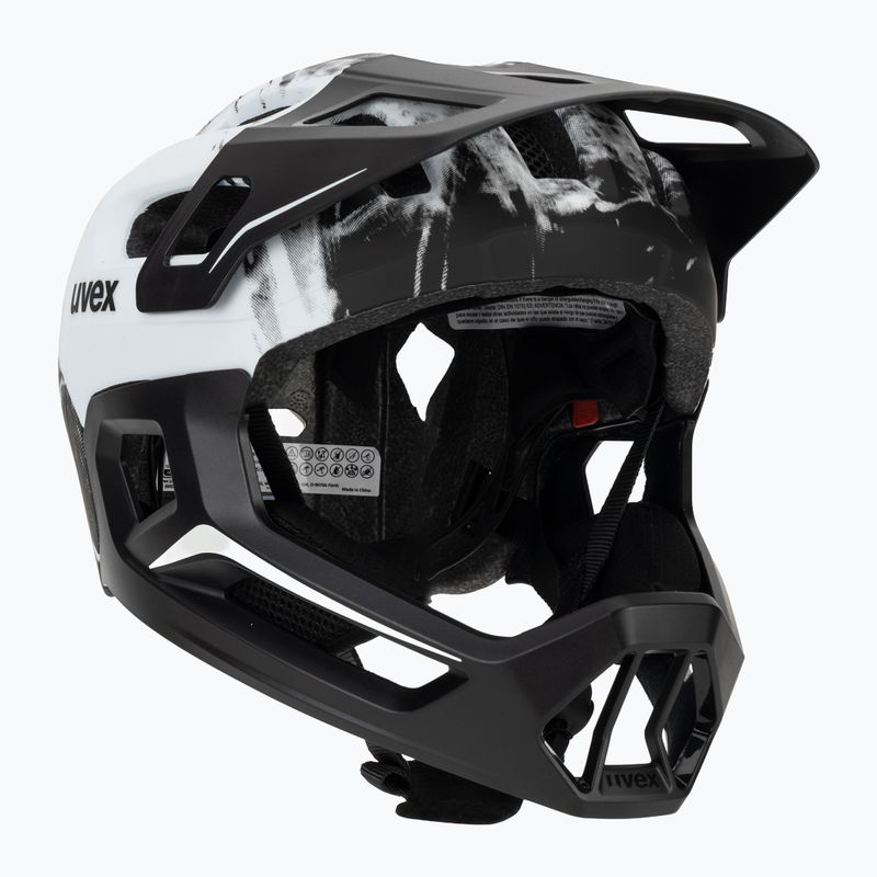 Детска велосипедна каска UVEX React Fullface Jr black/white matt