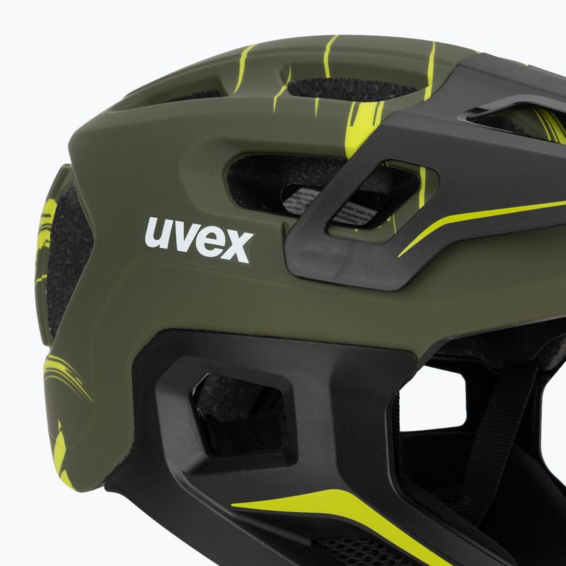 Детска велосипедна каска UVEX React Fullface Jr dark olive matt 7