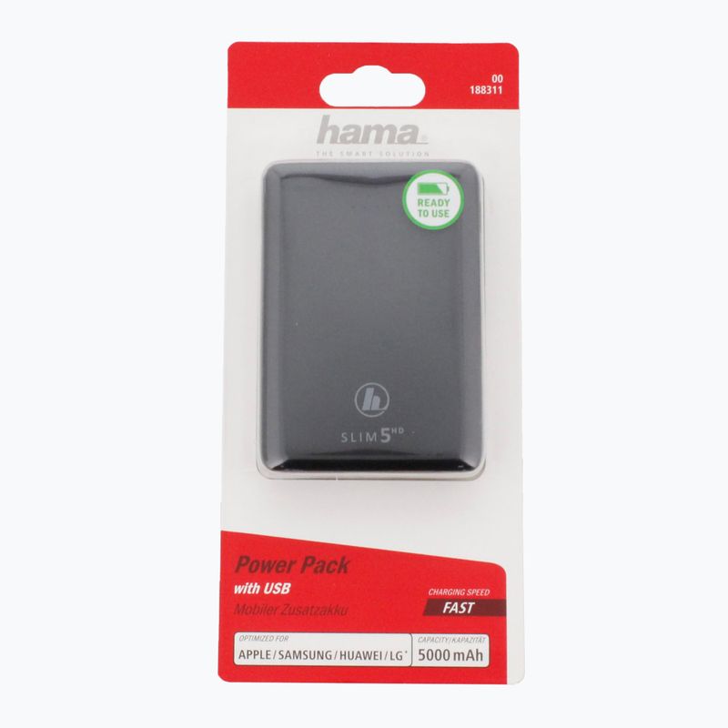 Powerbank Hama Slim 5HD Power Pack 5000 mAh черен 1883110000