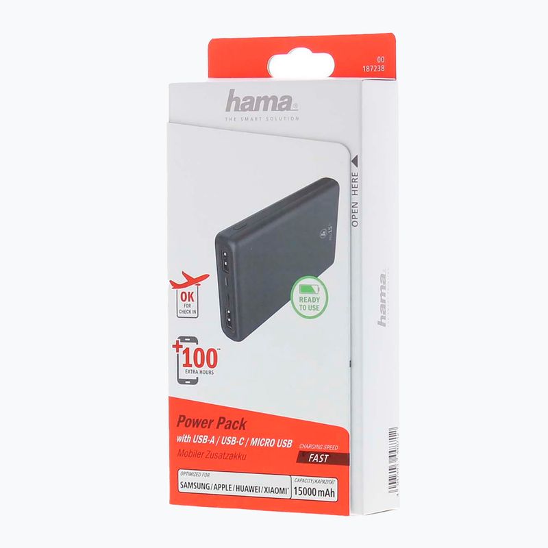 Hama Powerbank ALU15HD Power Pack 15000 mAh черен 1872380000
