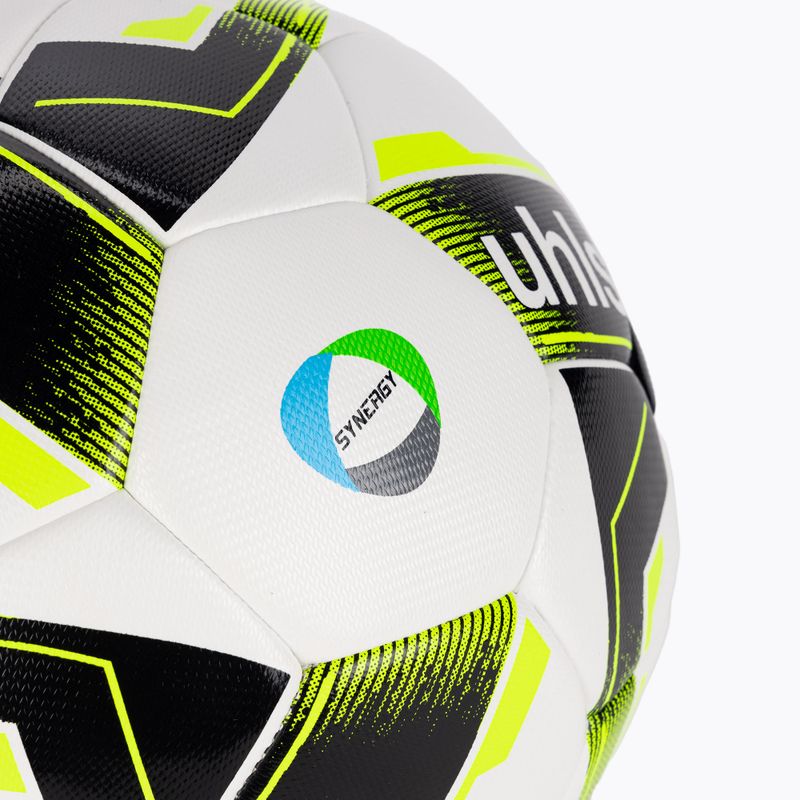 Футболна топка uhlsport Soccer Pro Synergy white/black/fluo yellow размер 5 3