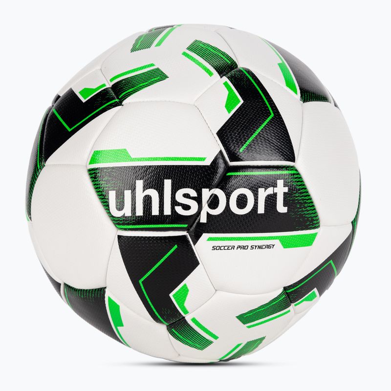 Футболна топка uhlsport Soccer Pro Synergy white/black/fluo green размер 3