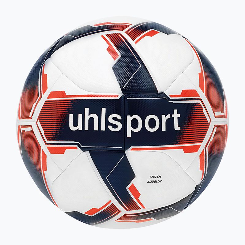 Футболна топка uhlsport Match Addglue white/navy/fluo red размер 5 4