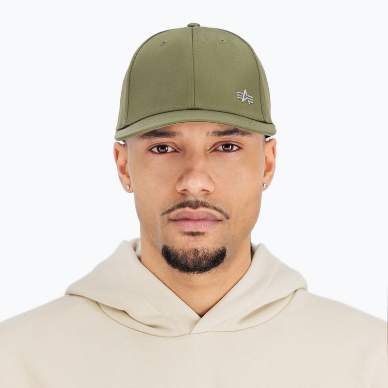 Alpha Industries Metal Label мъжка бейзболна шапка тъмно маслинова 3