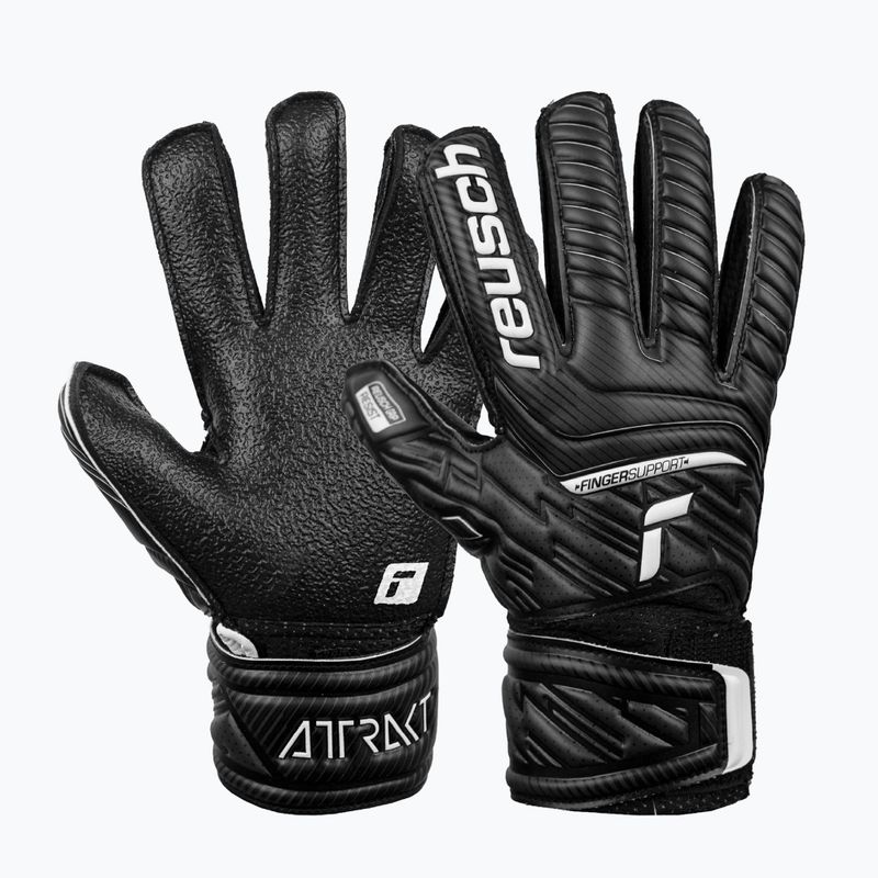Reusch Attrakt Resist Finger Support Junior детски вратарски ръкавици черни 5272610 5