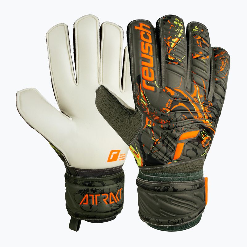 Reusch Attrakt Твърди зелени вратарски ръкавици 5370016-5556 4