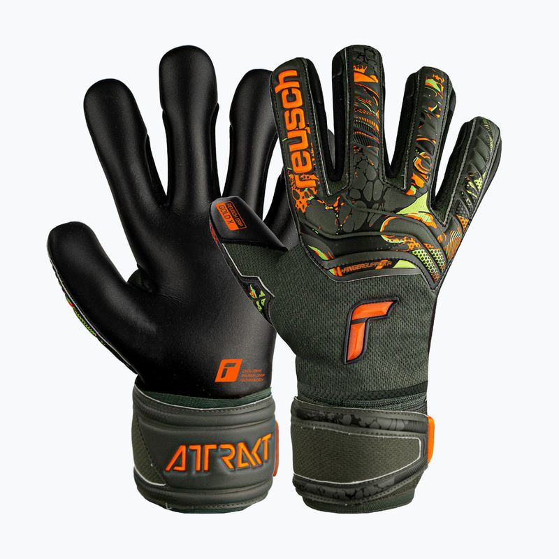Reusch Attrakt Gold X Finger Support Младши вратарски ръкавици зелено-черни 5372050-5555 4