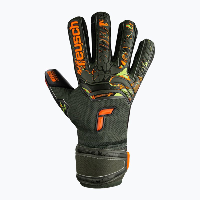 Reusch Attrakt Gold X Finger Support Младши вратарски ръкавици зелено-черни 5372050-5555 5