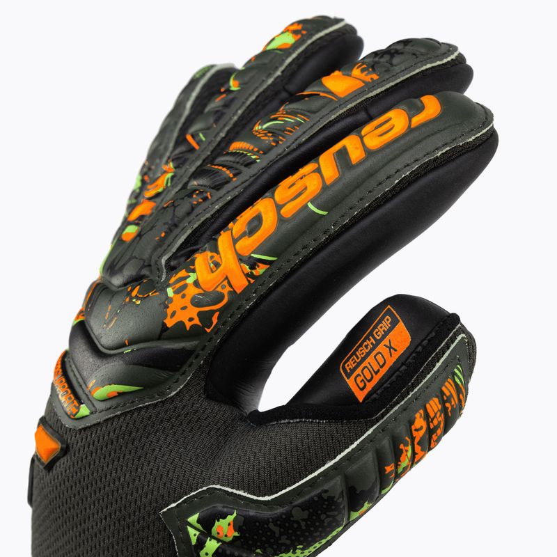 Reusch Attrakt Gold X Finger Support Младши вратарски ръкавици зелено-черни 5372050-5555 3
