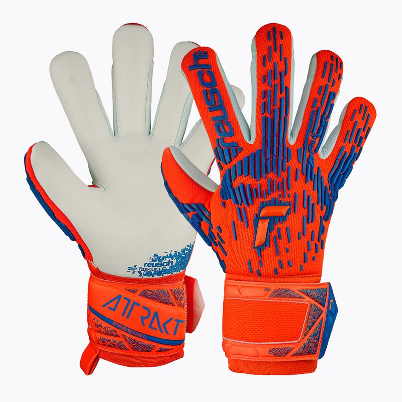 Детски вратарски ръкавици Reusch Attrakt Freegel Silver Junior hyper orng/elec blue