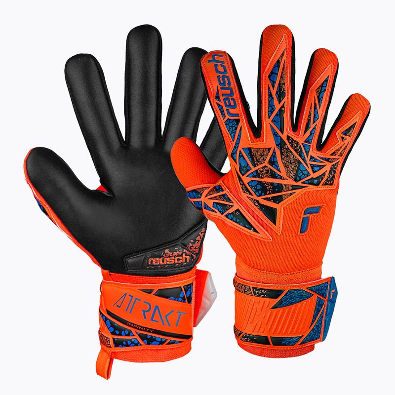 Детски вратарски ръкавици Reusch Attrakt Infinity NC Junior hyper orng/elec blue/black