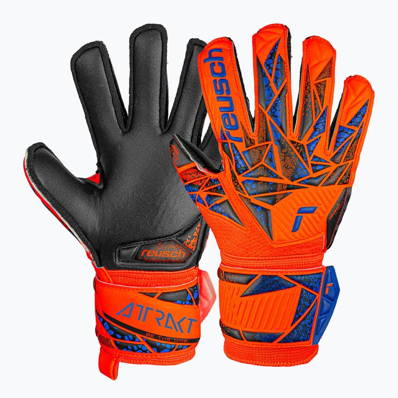 Детски вратарски ръкавици Reusch Attrakt Silver Junior hyper orng/elec blue/blck