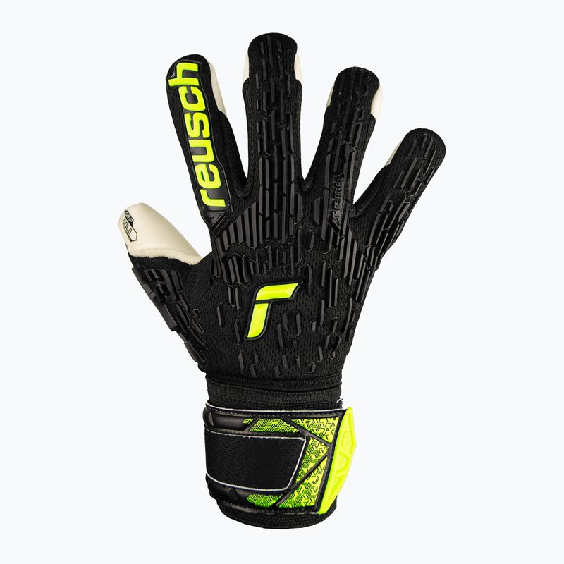 Детски вратарски ръкавици Reusch Attrakt Freegel Gold Finger Support black/safety yellow 2