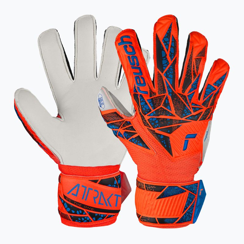 Reusch Attrakt Solid Finger Support Junior hyper orng/elec blue детски вратарски ръкавици