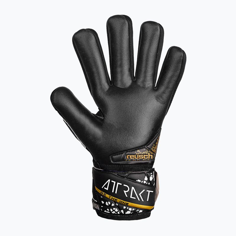 Детски вратарски ръкавици Reusch Attrakt Silver NC Finger Support Junior black/gold/white/black 3