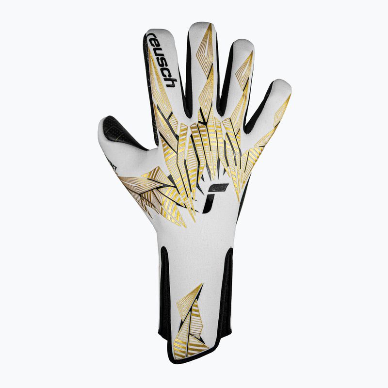 Reusch Pure Contact Gold X GluePrint Вратарски ръкавици без каишка бяло/златно/черно 2