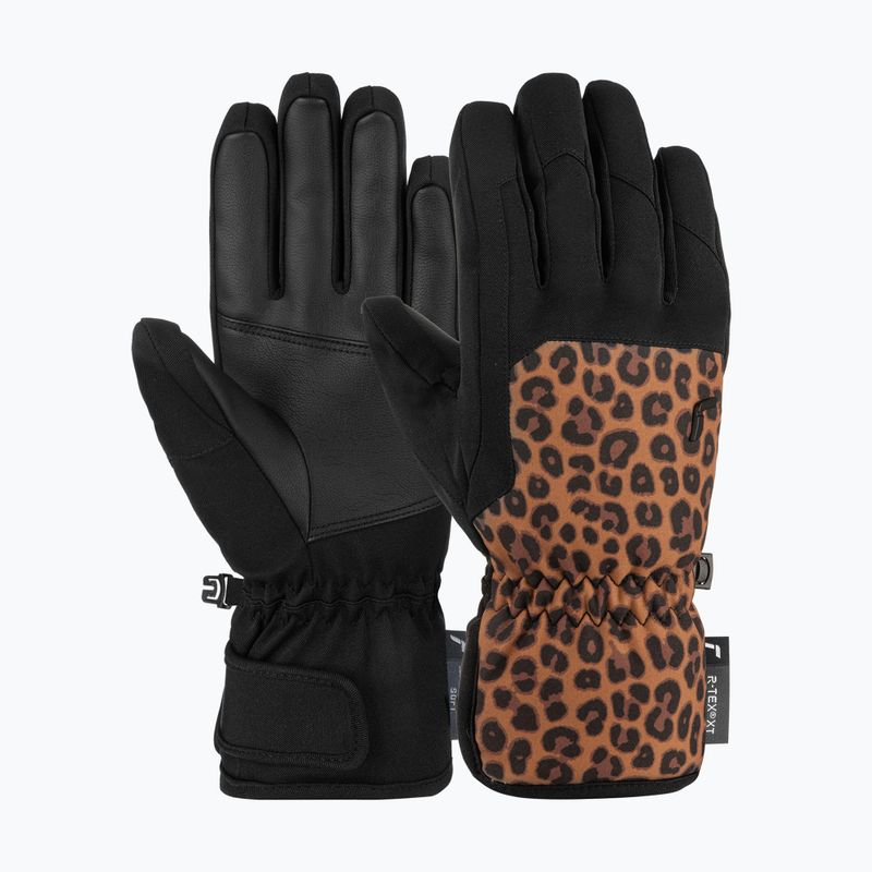 Дамски скиорски ръкавици Reusch Keira R-Tex XT black/brown leopard