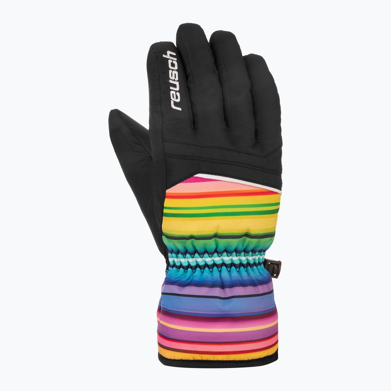 Детски скиорски ръкавици Reusch Alan Junior black/multicolour lines 2