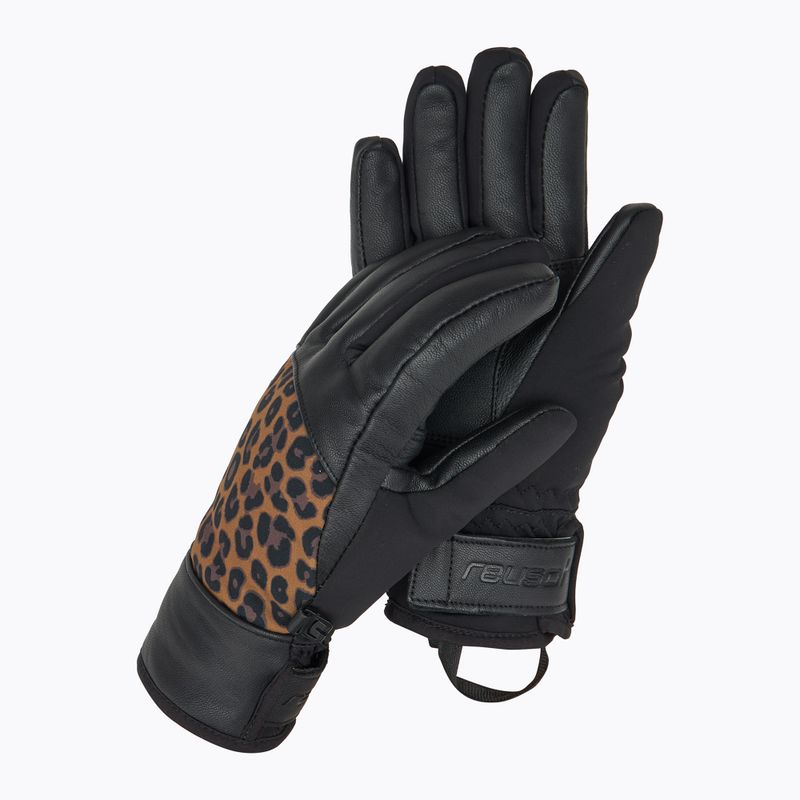 Дамски скиорски ръкавици Reusch Beatrix R-Tex XT черно/кафяво leopard