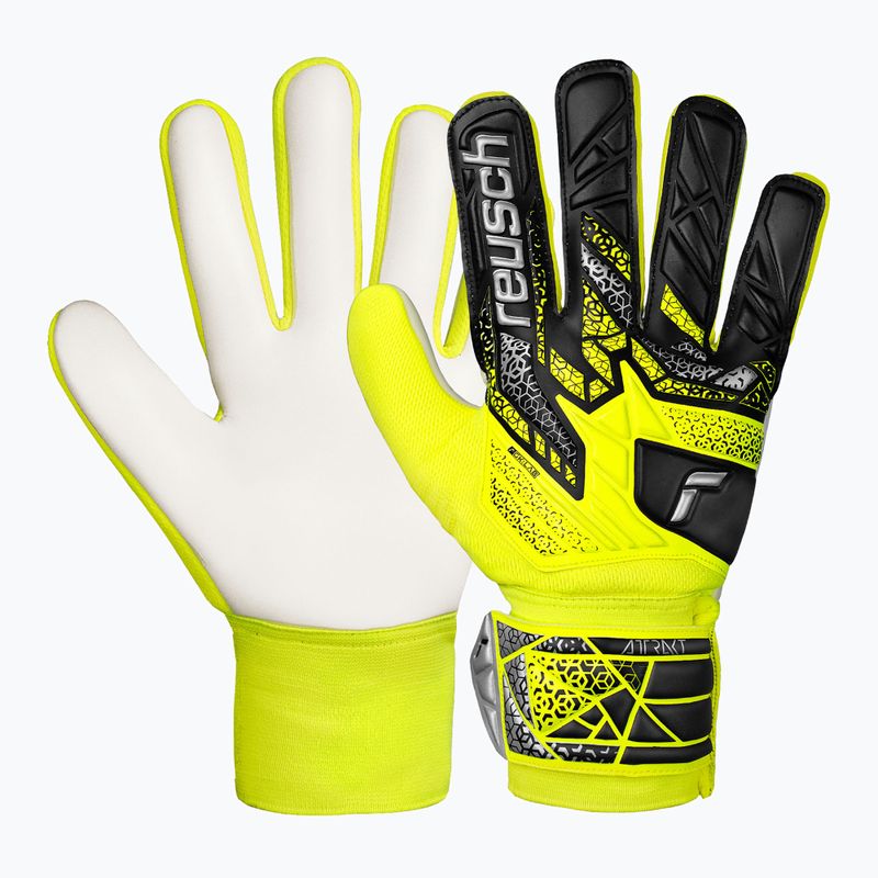 Вратарски ръкавици Reusch Attrakt Starter Solid safety жълто/сребърно