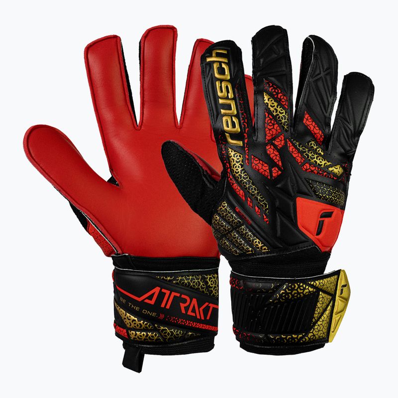 Вратарски ръкавици Reusch Attrakt Solid black/gold/fiery red