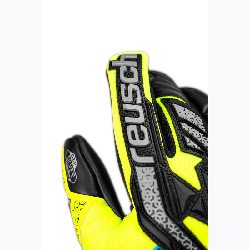 Детски вратарски ръкавици Reusch Attrakt Freegel Silver Junior safety yellow/silver/black 5