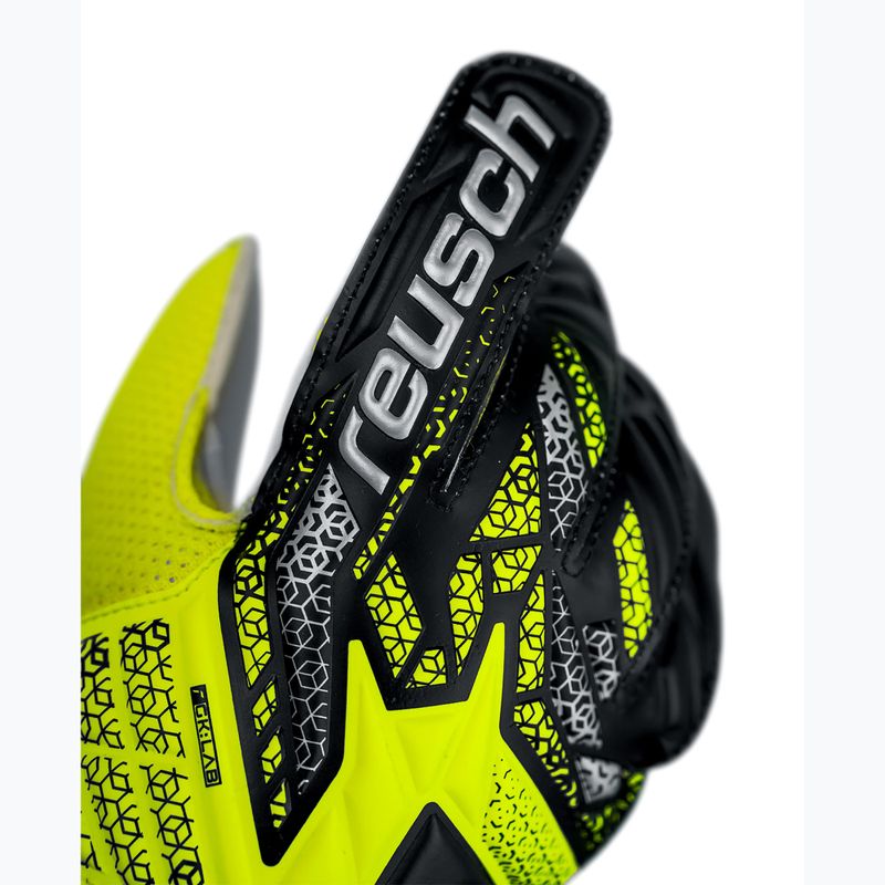 Детски вратарски ръкавици Reusch Attrakt Solid Junior safety yellow/silver 5