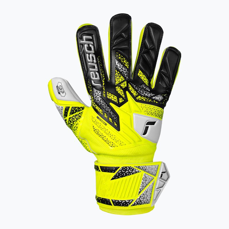 Детски вратарски ръкавици Reusch Attrakt Grip Junior safety жълто/сребърно 2