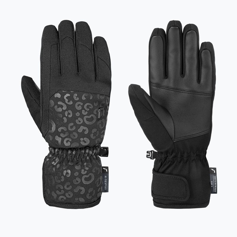 Дамски скиорски ръкавици Reusch Keira R-Tex XT black/black leopard