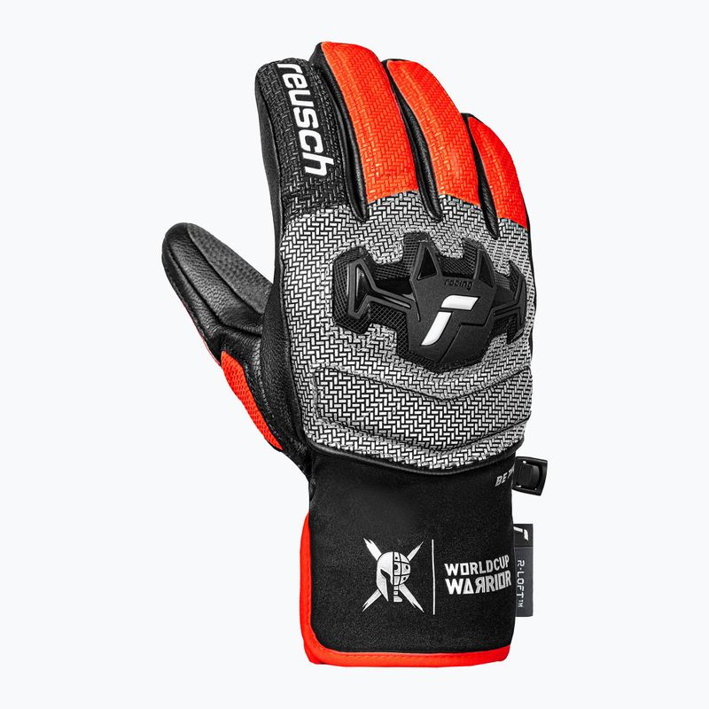 Детски скиорски ръкавици Reusch Worldcup Warrior GS black/silver/fluo red 2