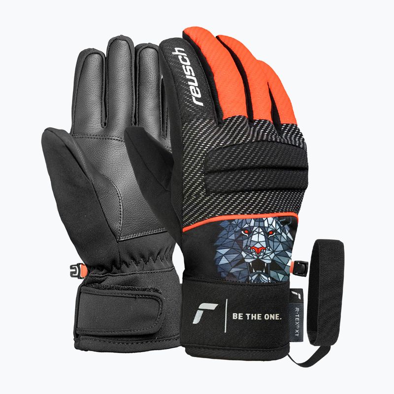 Детски скиорски ръкавици Reusch Warrior R-Tex XT Junior blck/silver/fluo red 2