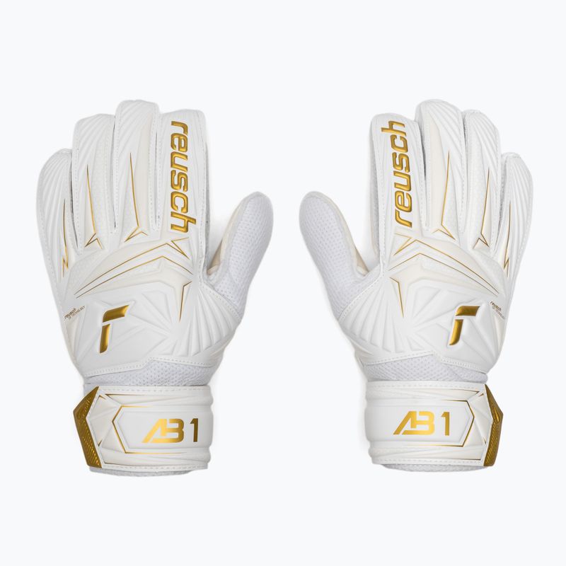 Детски вратарски ръкавици Reusch Attrakt AB1 Solid Junior white/gold 2