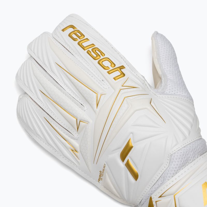 Детски вратарски ръкавици Reusch Attrakt AB1 Solid Junior white/gold 4
