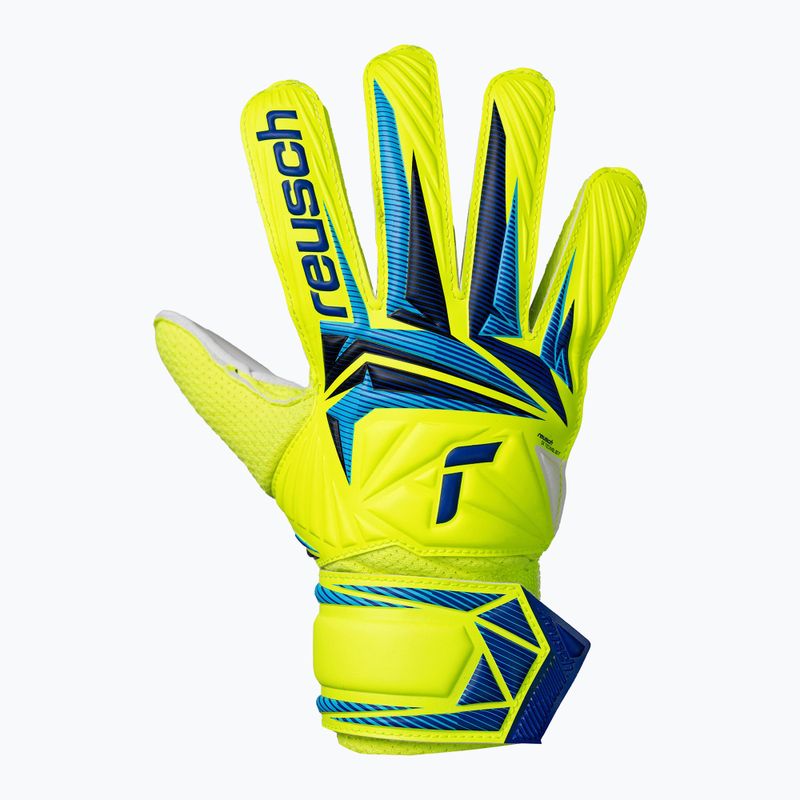 Детски вратарски ръкавици Reusch Attrakt Solid Junior safety yellow/blue 2