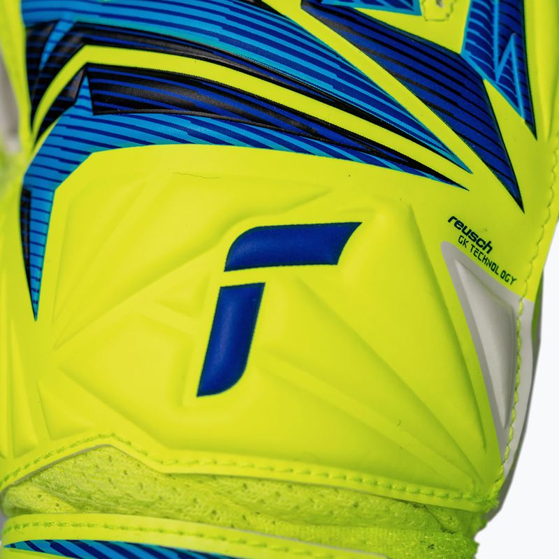 Детски вратарски ръкавици Reusch Attrakt Solid Junior safety yellow/blue 5