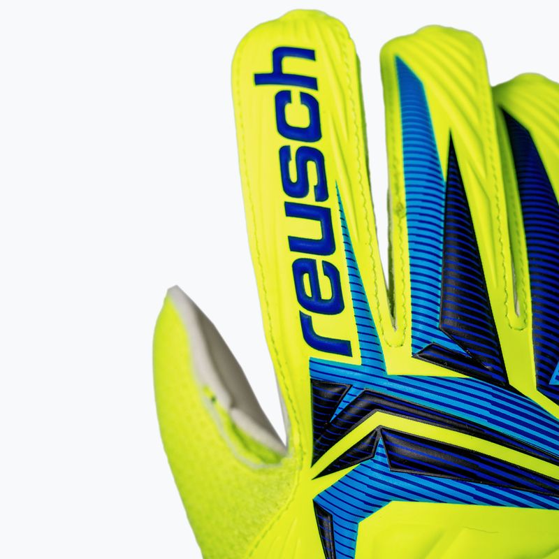 Детски вратарски ръкавици Reusch Attrakt Solid Junior safety yellow/blue 7