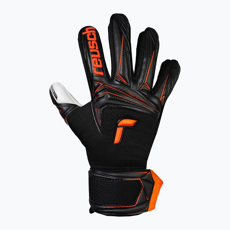 Детски вратарски ръкавици Reusch Attrakt Advance Finger Support Junior black/shocking orange 2