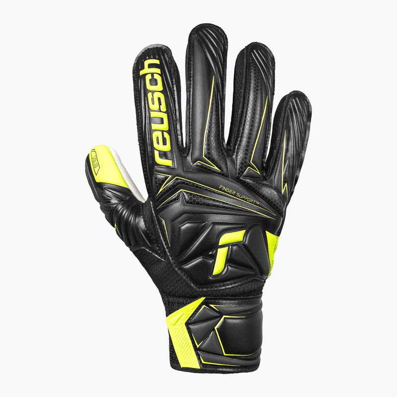 Детски вратарски ръкавици Reusch Attrakt Starter Solid Finger Support Junior black/safety yellow 2